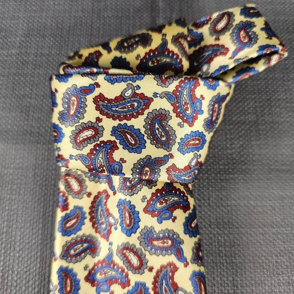 Pierre Cardin Mens Paisley Necktie Yellow Blue Red Made in USA‎ RN 20485